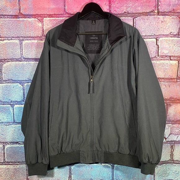 Claiborne Aero Tech Gray Bomber Jacket Mens Large Lightweight Zip-Up Windbreaker - Picture 4 of 12